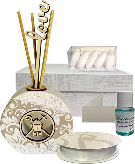 Diffusore per ambienti in pietra stampata con applicazione in legno adatto per Santa Cresima