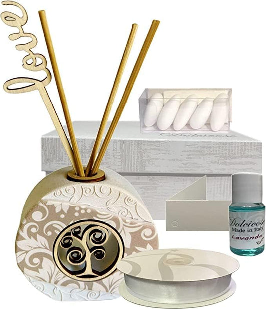 Diffusore per ambienti in pietra stampata ed applicazione in legno (Albero della vita) adatto per tutte le cerimonie