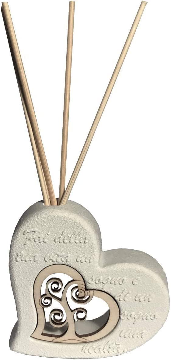 Diffusore per ambienti in pietra con frase in rilievo ed applicazione in legno