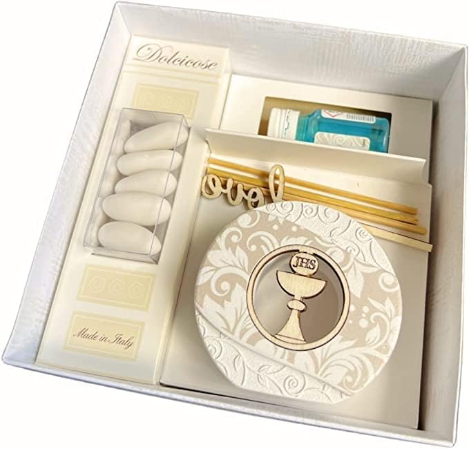 Diffusore per ambienti in pietra stampata ed applicazione in legno adatto per Prima Comunione