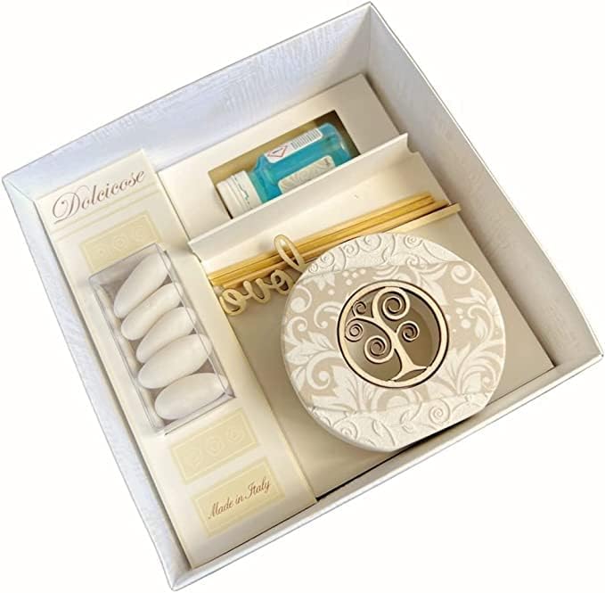 Diffusore per ambienti in pietra stampata ed applicazione in legno (Albero della vita) adatto per tutte le cerimonie