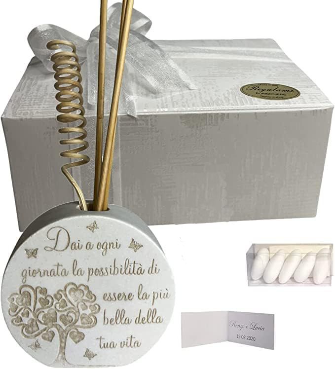 Diffusore per ambienti in pietra con frase incisa